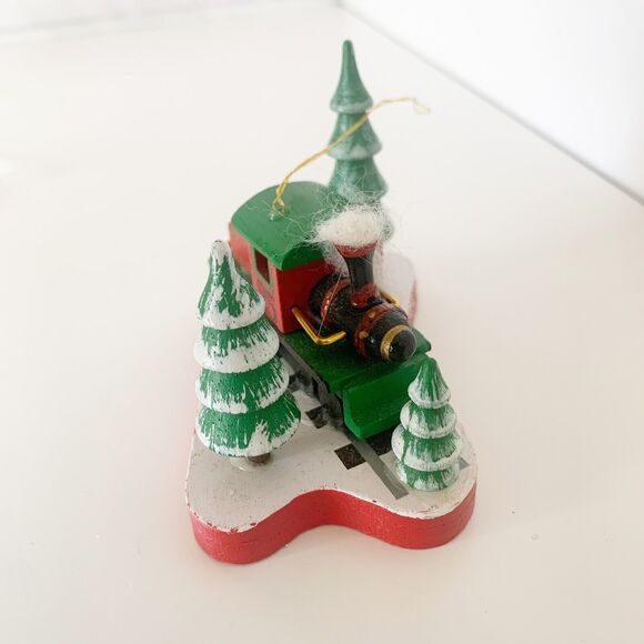 Vintage Roman Evergreen Express Wooden Christmas Train Ornament 1986 - Picture 2 of 8